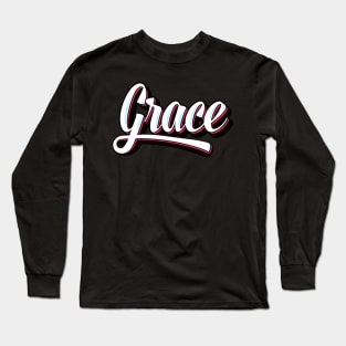 Christian Grace Typographic Design Long Sleeve T-Shirt